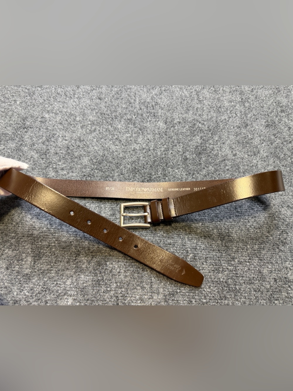 Emporio Armani Men's Brown Genuine Leather Belt Size 91/36